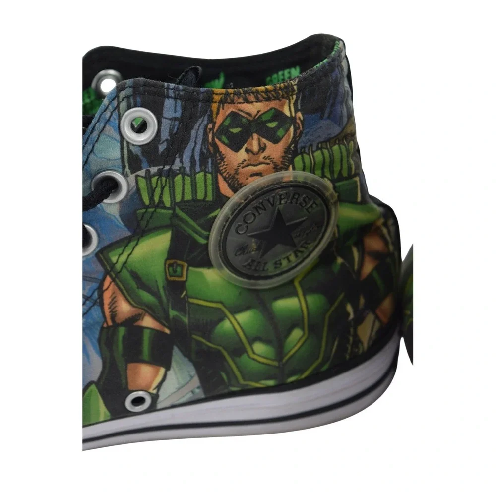 Converse Chuck Taylor‎ All Star Mens 9 Green Arrow DC Comics High Top NWOT - Picture 3 of 13